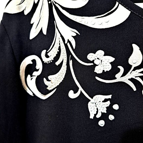 Samantha Gray L Black/Gray 3/4 Sleeve Slinky Scoop Neck Tunic - Picture 5 of 7